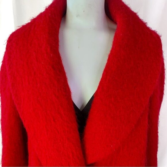 WINDSMOOR  RED TRENCH COAT OVERSIZED MOHAIR VIRGIN WOOL COAT MADE IN UKRAINE 14 - Picture 6 of 15